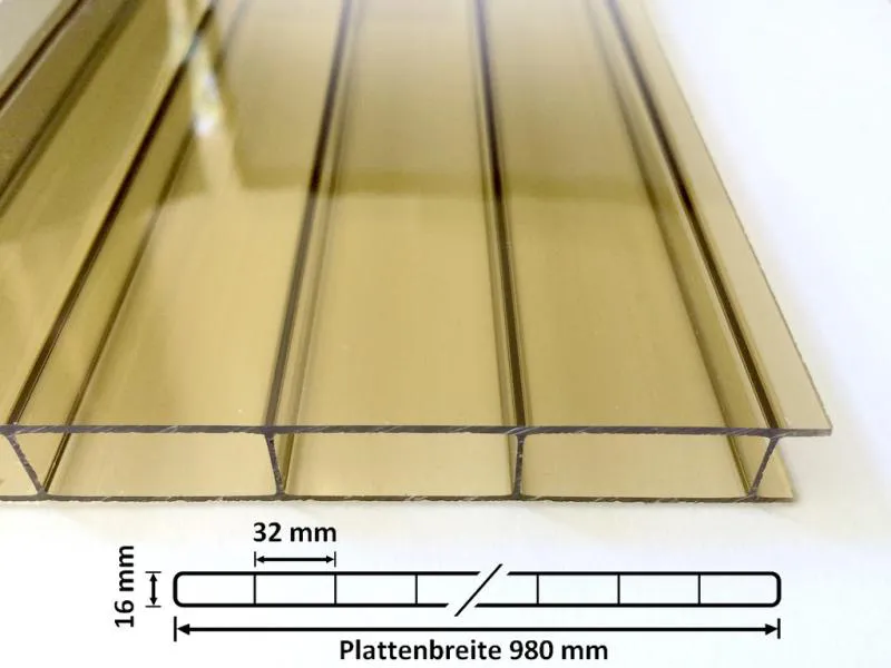 Stegplatte Acryl 16/32 980 bronze mit Querschnitt Stegplatte Acryl 16/32 980 bronze mit Querschnitt